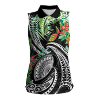 Polynesian Pacific Rugby Tribal Women Sleeveless Polo Shirt Tropical Vibe