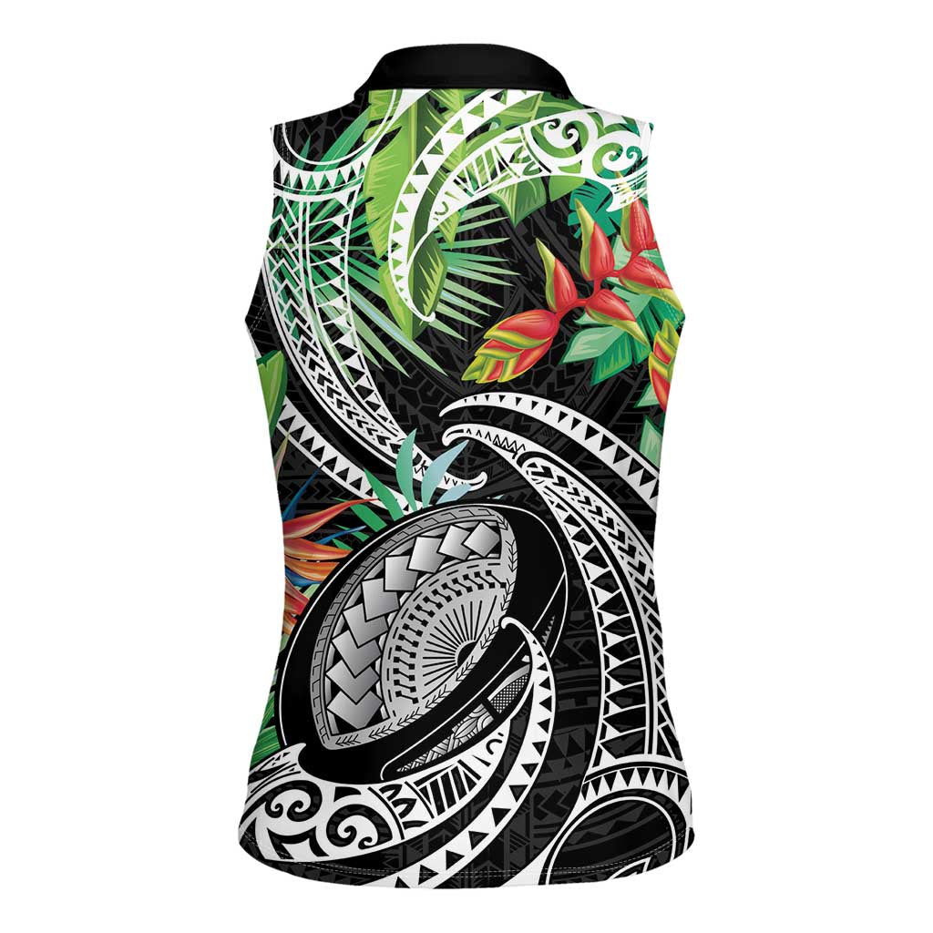 Polynesian Pacific Rugby Tribal Women Sleeveless Polo Shirt Tropical Vibe