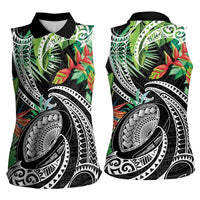 Polynesian Pacific Rugby Tribal Women Sleeveless Polo Shirt Tropical Vibe