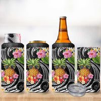 Hau'oli Makahiki Hou 4 in 1 Can Cooler Tumbler Aloha Pineapple Tropical Vibe
