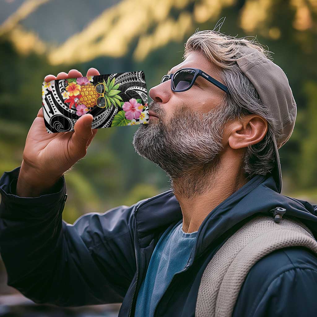 Hau'oli Makahiki Hou 4 in 1 Can Cooler Tumbler Aloha Pineapple Tropical Vibe