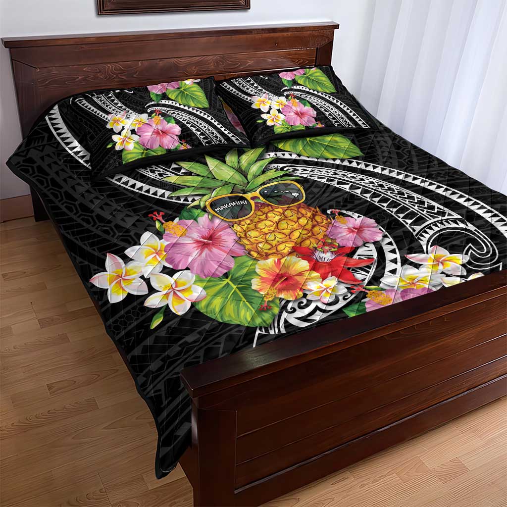 Hau'oli Makahiki Hou Quilt Bed Set Aloha Pineapple Tropical Vibe