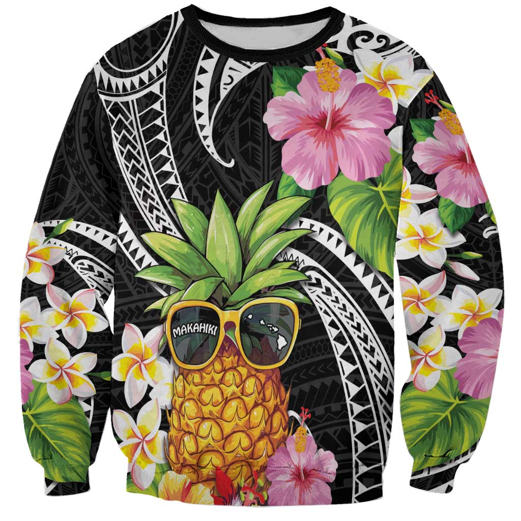 Hau'oli Makahiki Hou Sweatshirt Aloha Pineapple Tropical Vibe