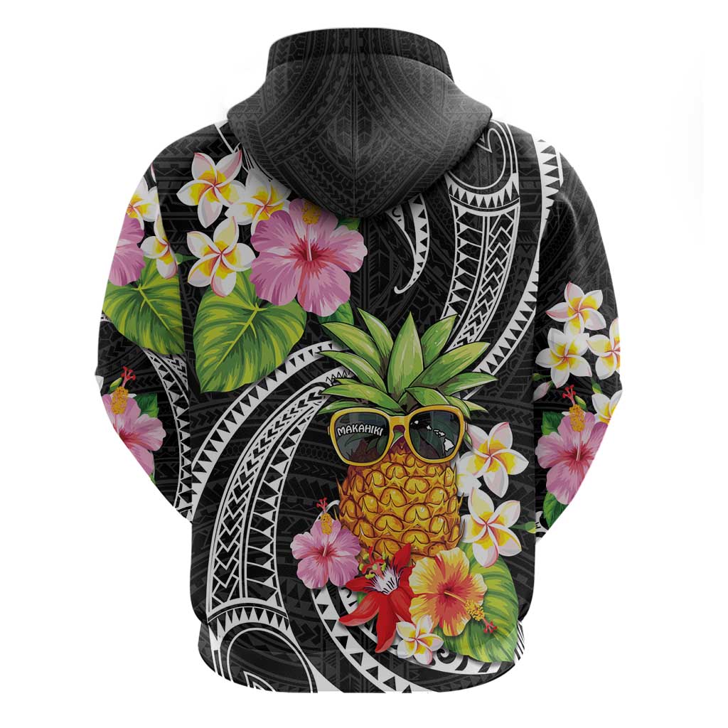 Hau'oli Makahiki Hou Zip Hoodie Aloha Pineapple Tropical Vibe LT9 - Polynesian Pride