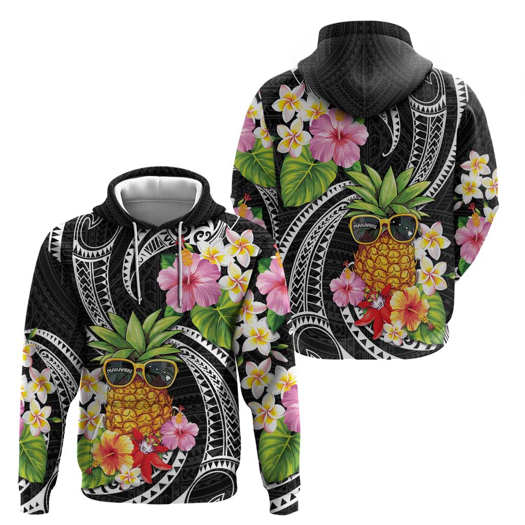 Hau'oli Makahiki Hou Zip Hoodie Aloha Pineapple Tropical Vibe LT9 - Polynesian Pride