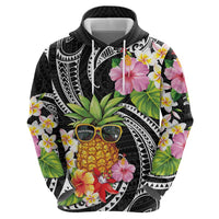 Hau'oli Makahiki Hou Zip Hoodie Aloha Pineapple Tropical Vibe LT9 - Polynesian Pride