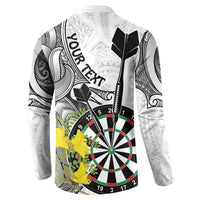 Personalised New Zealand Darts Button Sweatshirt Kowhai Floral with Maori Tattoo