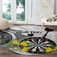 Personalised New Zealand Darts Round Carpet Kowhai Floral with Maori Tattoo