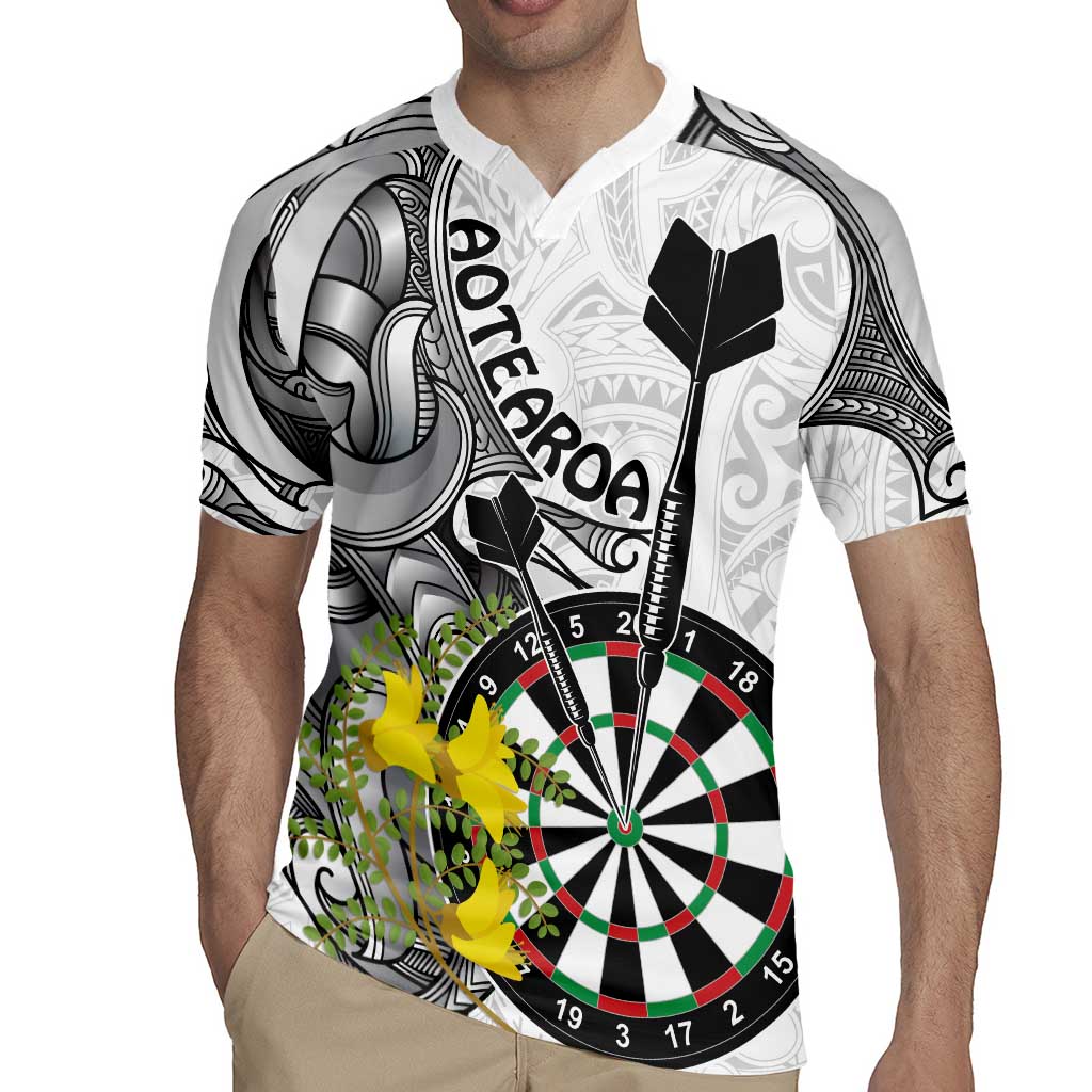 Personalised New Zealand Darts Rugby Jersey Kowhai Floral with Maori Tattoo