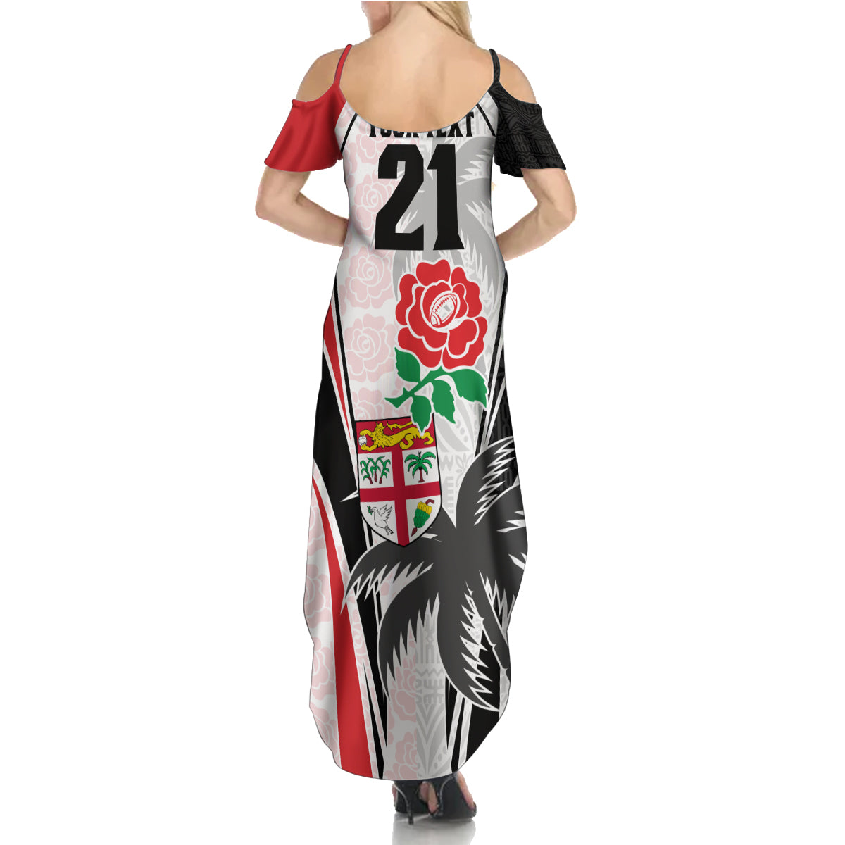 Custom Fiji England Rugby Family Matching Summer Maxi Dress and Hawaiian Shirt Tapa Pattern and Rose Flower World Cup 2023 LT9 - Polynesian Pride