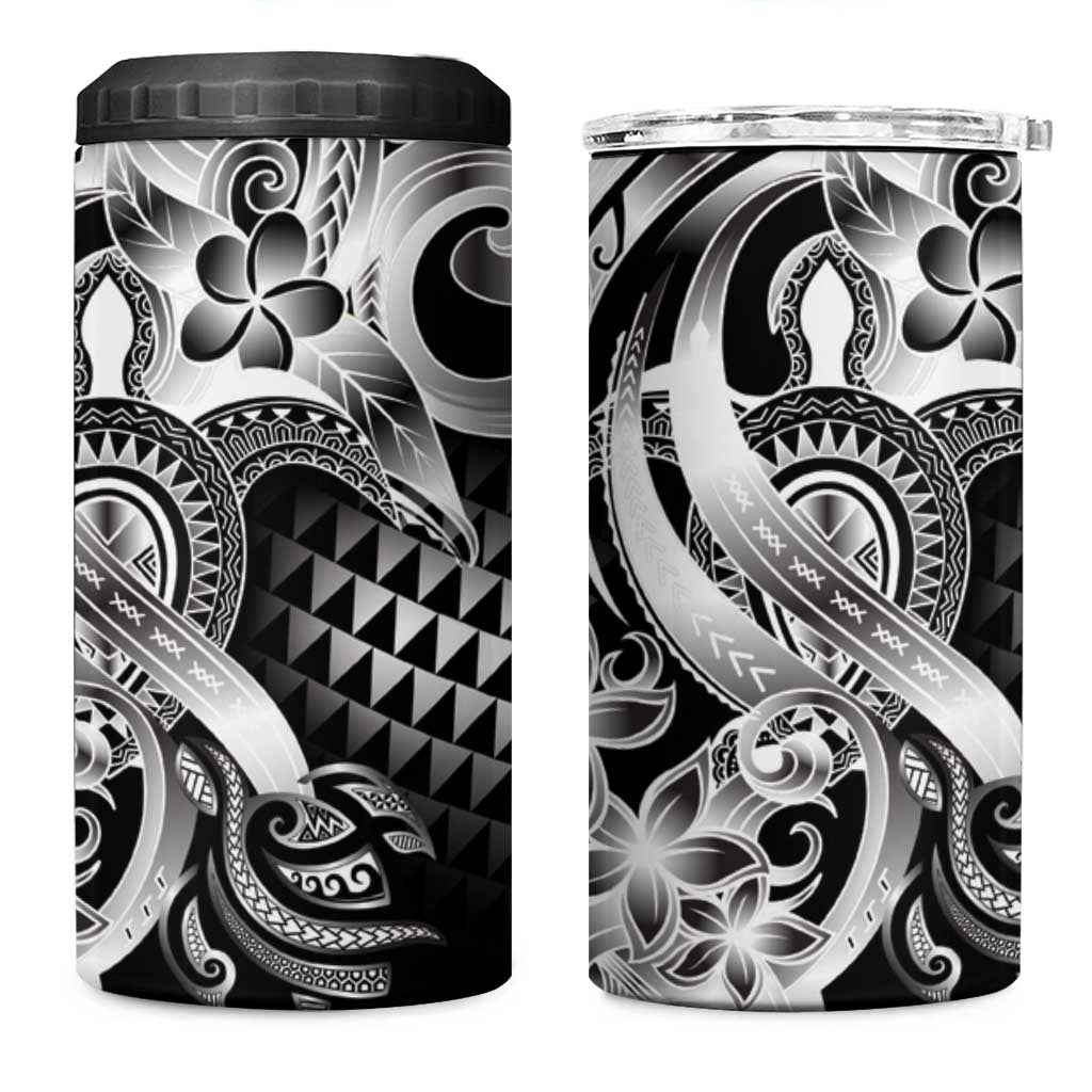 Aloha Black Tribal Honu Tattoo 4 in 1 Can Cooler Tumbler LT9 One Size: 16 oz Black - Polynesian Pride