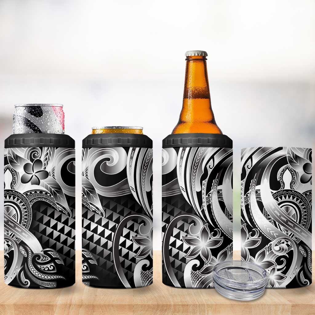 Aloha Black Tribal Honu Tattoo 4 in 1 Can Cooler Tumbler