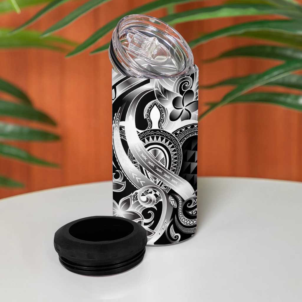Aloha Black Tribal Honu Tattoo 4 in 1 Can Cooler Tumbler