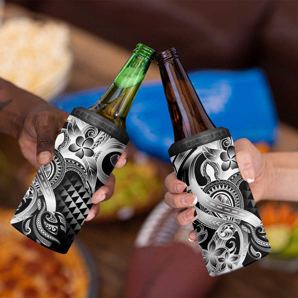 Aloha Black Tribal Honu Tattoo 4 in 1 Can Cooler Tumbler