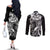 Aloha Black Tribal Honu Tattoo Couples Matching Off The Shoulder Long Sleeve Dress and Long Sleeve Button Shirt