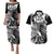 Aloha Black Tribal Honu Tattoo Couples Matching Puletasi and Hawaiian Shirt