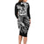 Aloha Black Tribal Honu Tattoo Family Matching Long Sleeve Bodycon Dress and Hawaiian Shirt