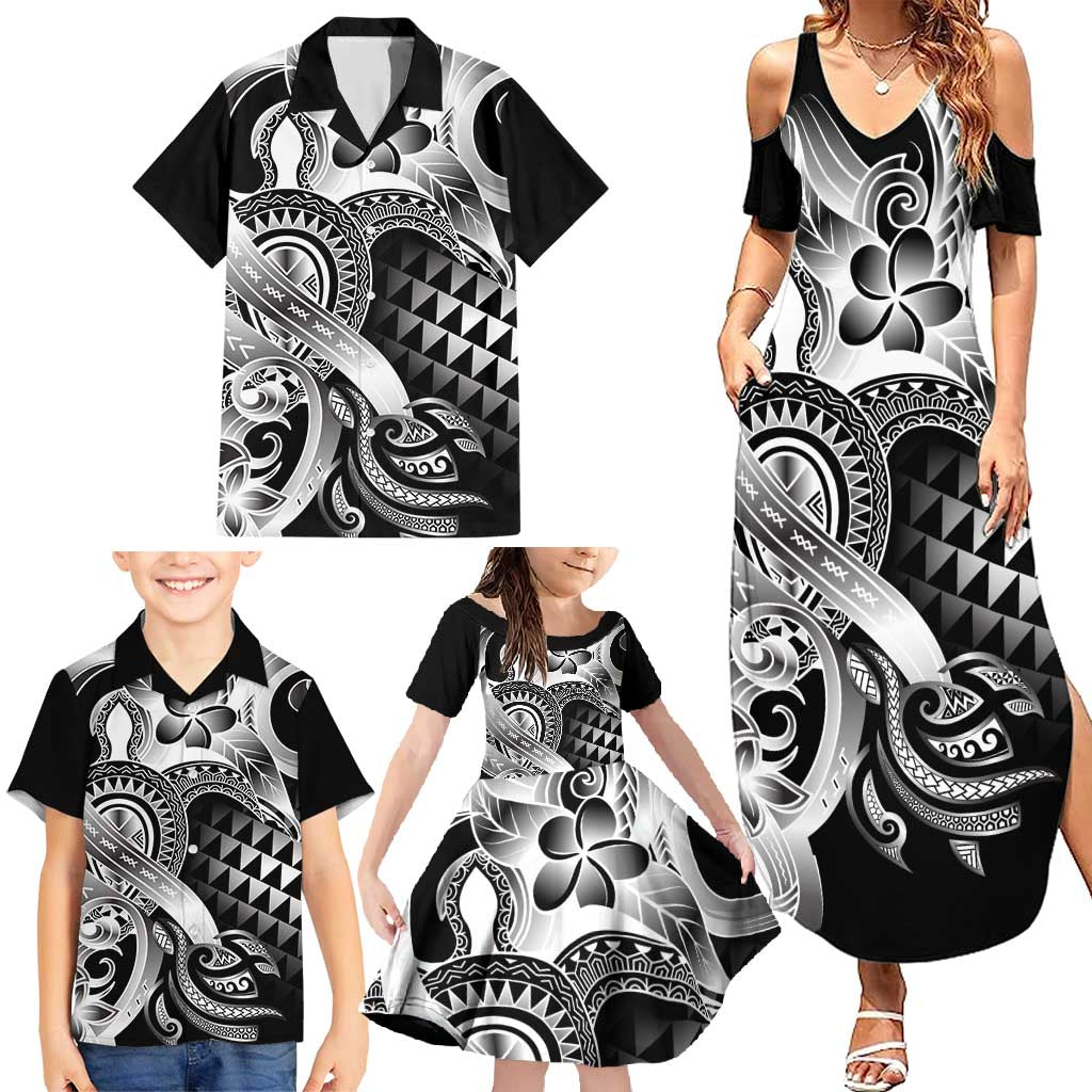 Aloha Black Tribal Honu Tattoo Family Matching Summer Maxi Dress and Hawaiian Shirt LT9 - Polynesian Pride