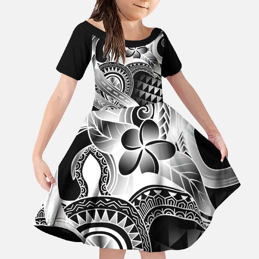 Aloha Black Tribal Honu Tattoo Family Matching Tank Maxi Dress and Hawaiian Shirt