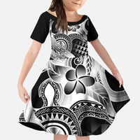 Aloha Black Tribal Honu Tattoo Family Matching Tank Maxi Dress and Hawaiian Shirt
