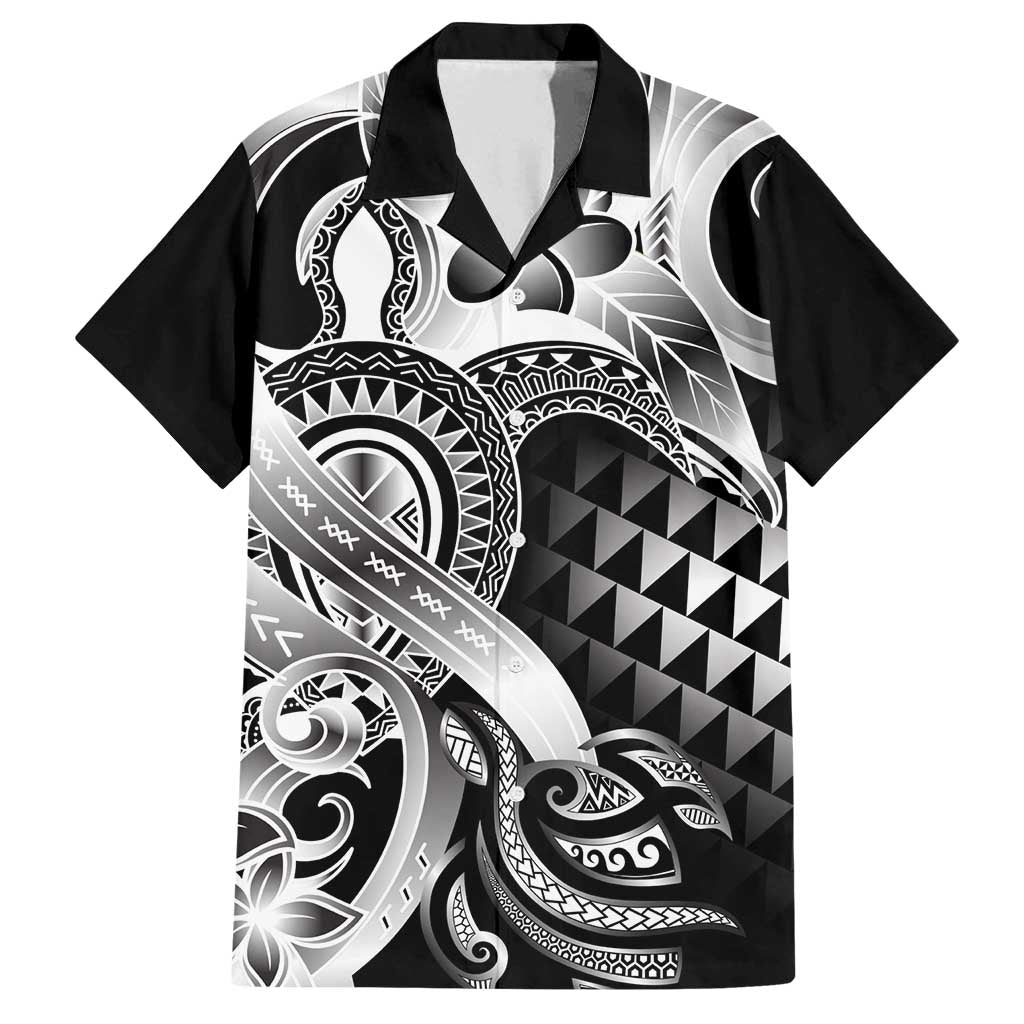 Aloha Black Tribal Honu Tattoo Family Matching Tank Maxi Dress and Hawaiian Shirt
