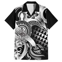 Aloha Black Tribal Honu Tattoo Family Matching Tank Maxi Dress and Hawaiian Shirt