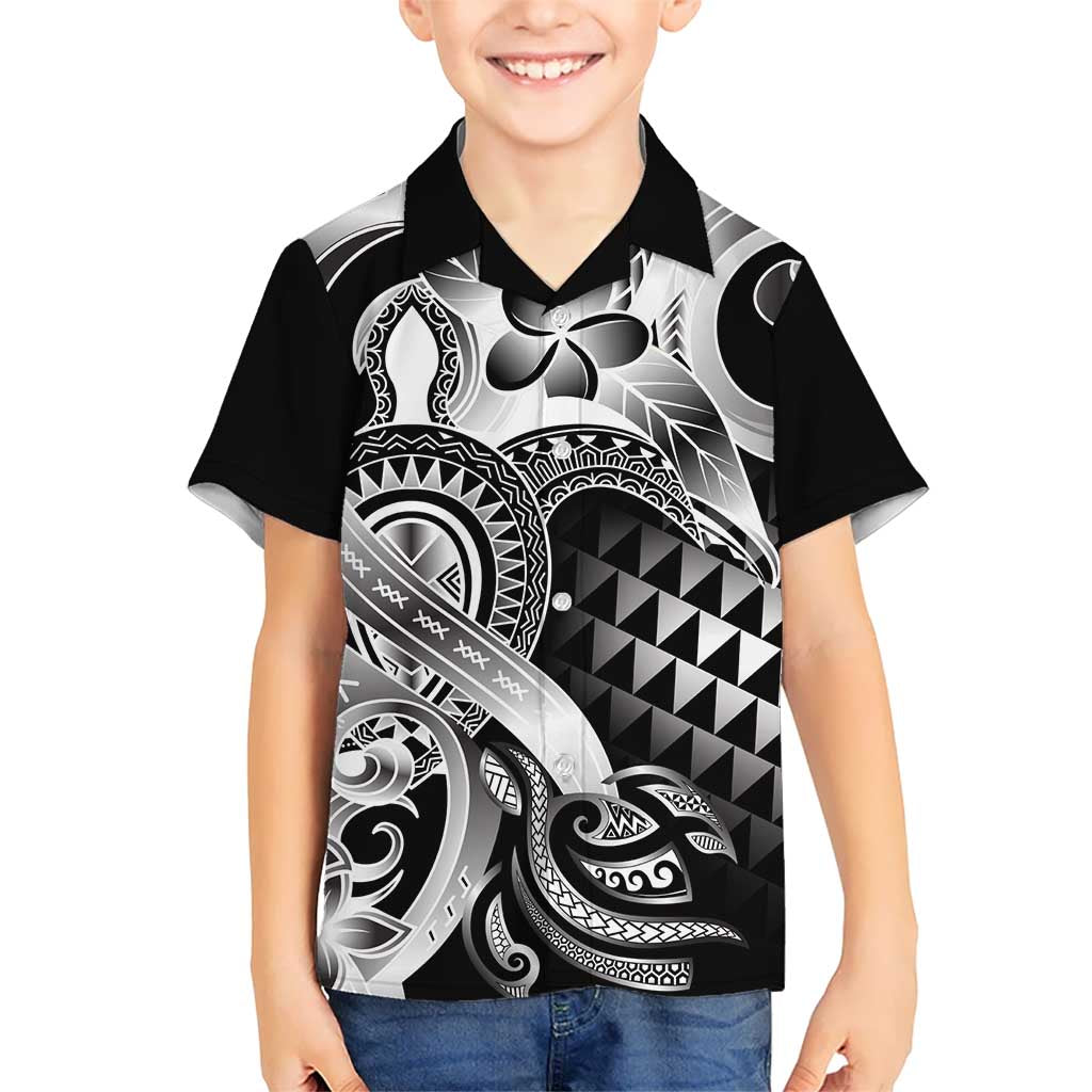 Aloha Black Tribal Honu Tattoo Kid Hawaiian Shirt LT9 Kid Black - Polynesian Pride