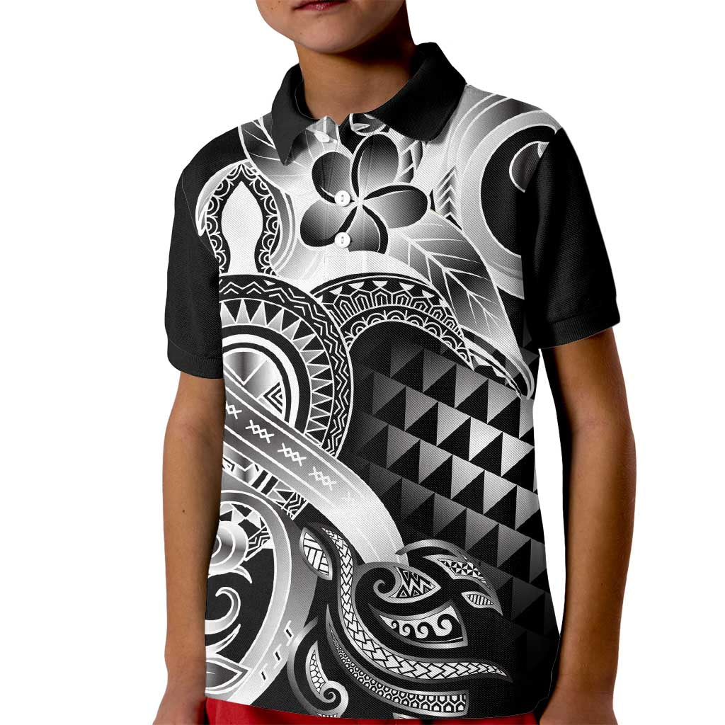 Aloha Black Tribal Honu Tattoo Kid Polo Shirt