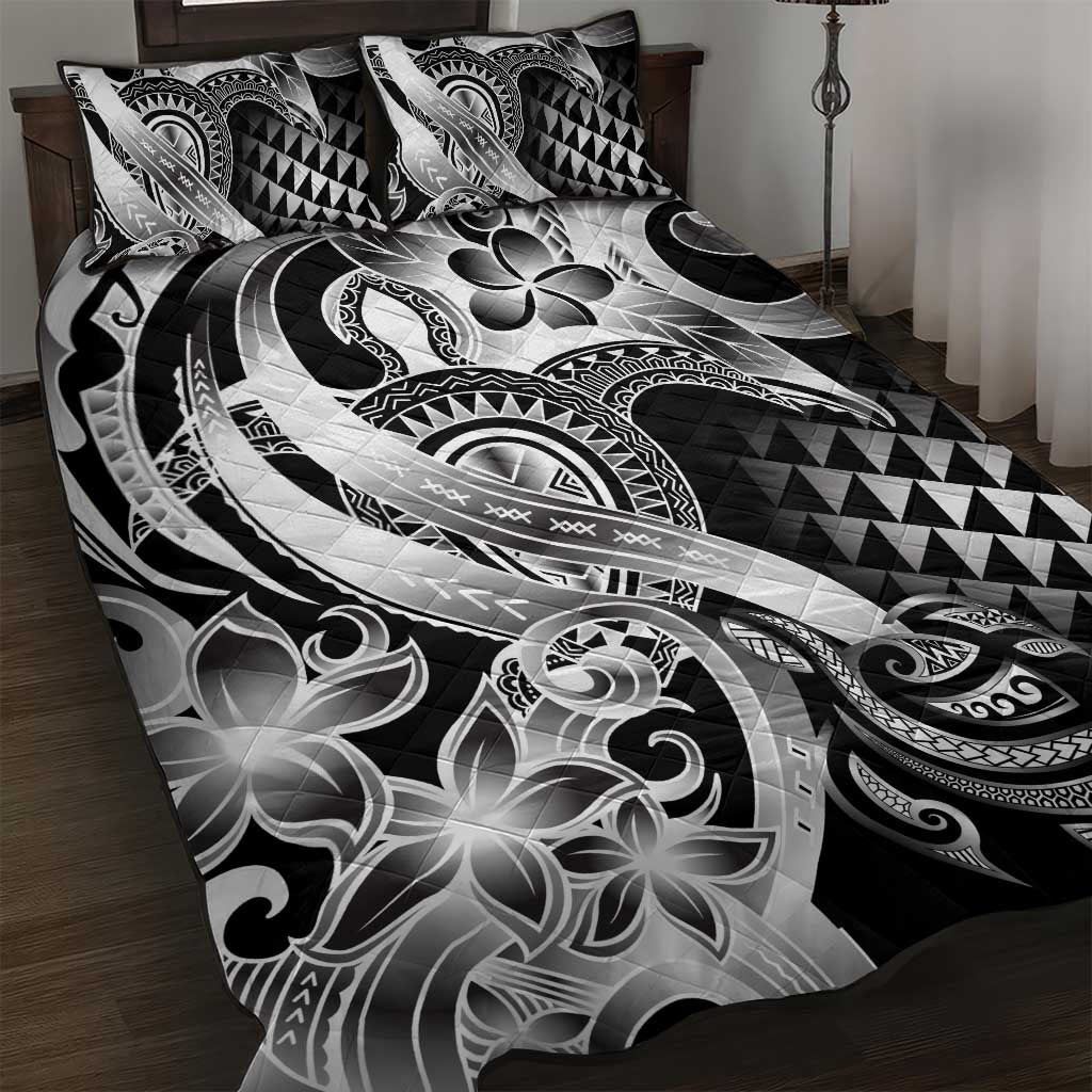 Aloha Black Tribal Honu Tattoo Quilt Bed Set LT9 Black - Polynesian Pride