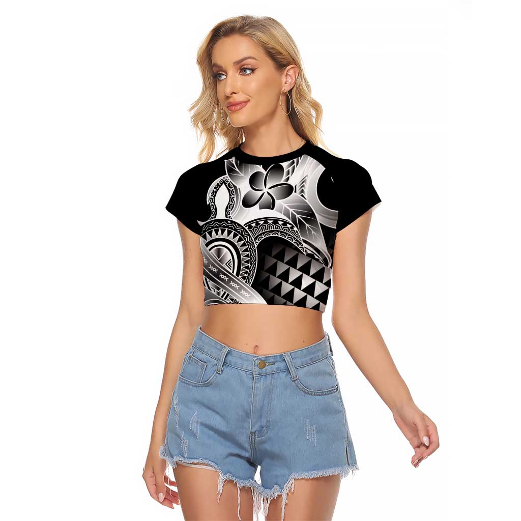 Aloha Black Tribal Honu Tattoo Raglan Cropped T Shirt
