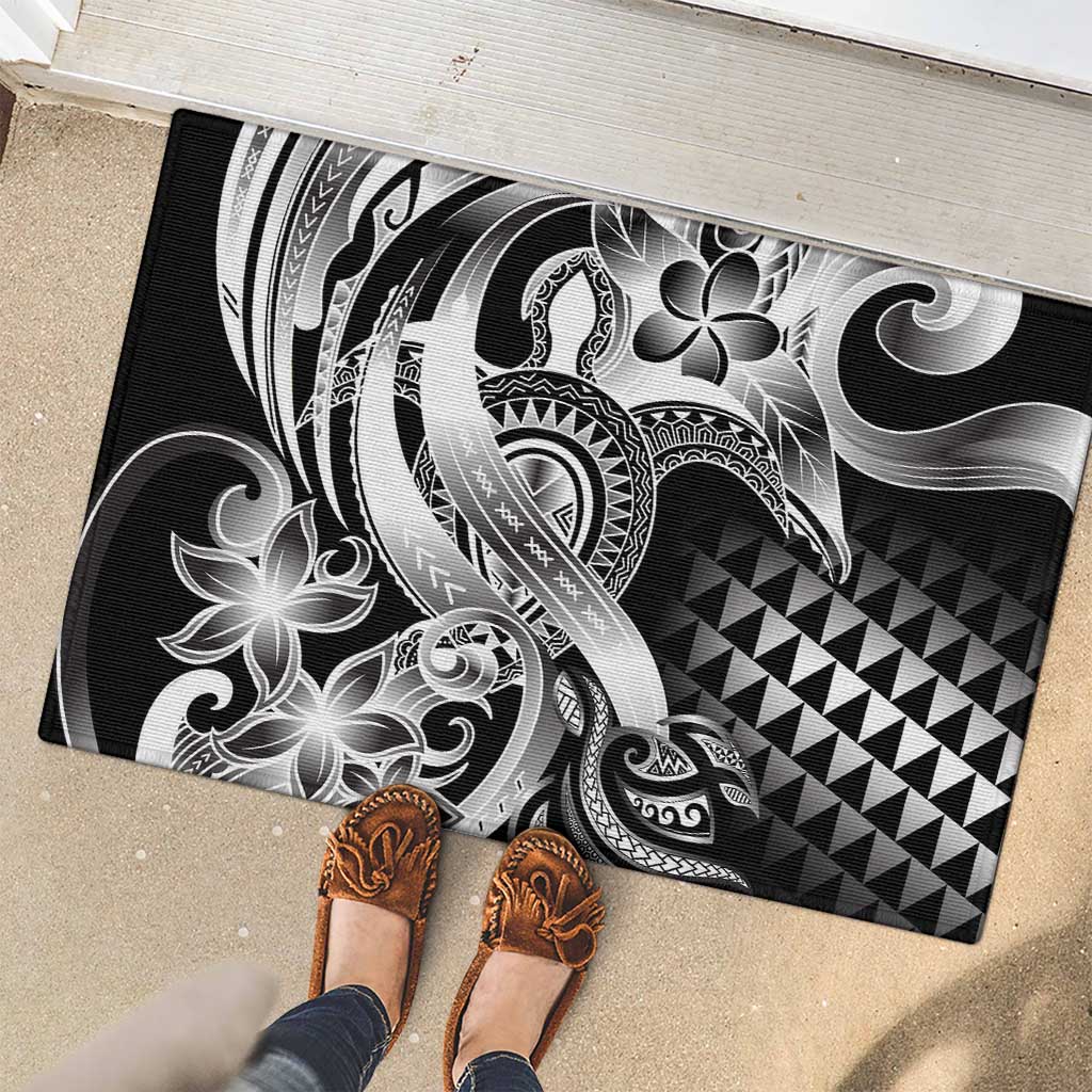 Aloha Black Tribal Honu Tattoo Rubber Doormat