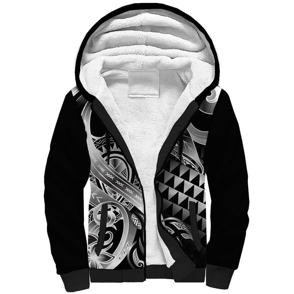 Aloha Black Tribal Honu Tattoo Sherpa Hoodie LT9 Unisex Black - Polynesian Pride