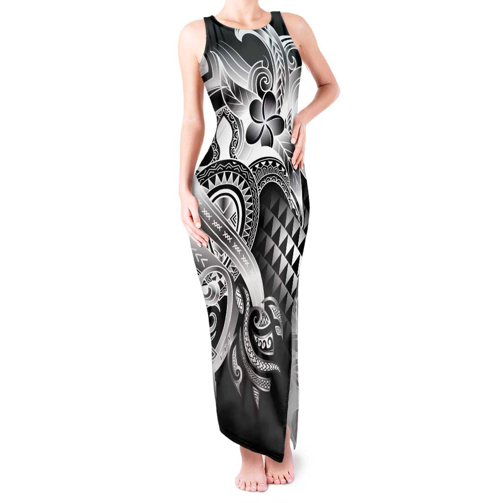Aloha Black Tribal Honu Tattoo Tank Maxi Dress LT9 Women Black - Polynesian Pride
