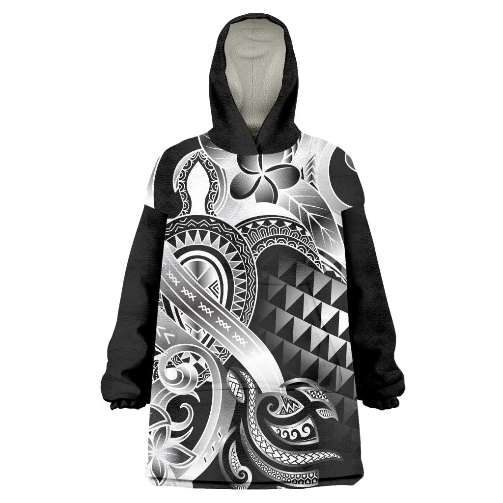 Aloha Black Tribal Honu Tattoo Wearable Blanket Hoodie LT9 One Size Black - Polynesian Pride