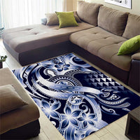 Aloha Blue Tribal Honu Tattoo Area Rug