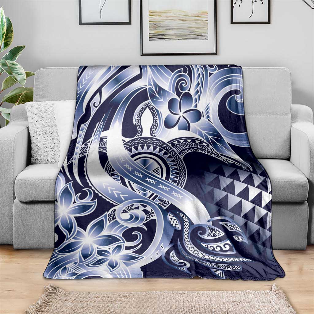 Aloha Blue Tribal Honu Tattoo Blanket