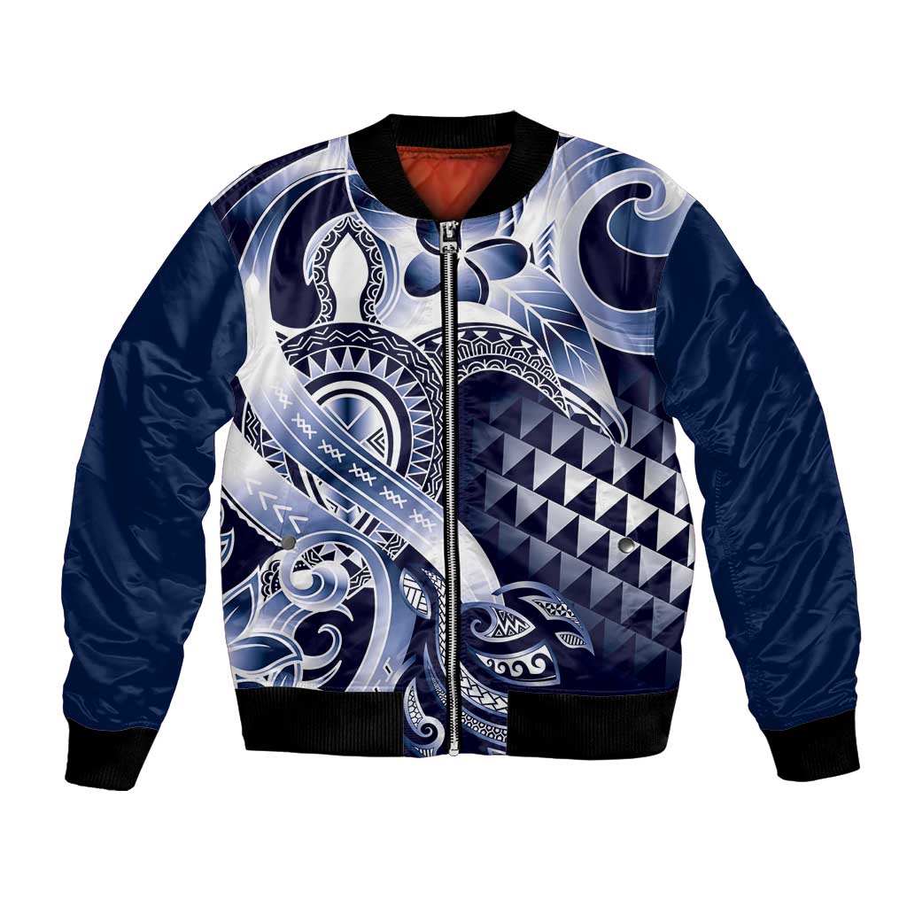 Aloha Blue Tribal Honu Tattoo Bomber Jacket LT9 Unisex Blue - Polynesian Pride