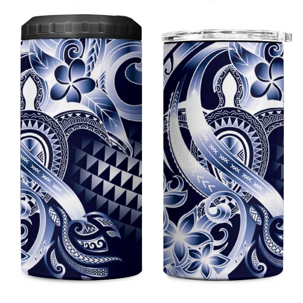 Aloha Blue Tribal Honu Tattoo 4 in 1 Can Cooler Tumbler LT9 One Size: 16 oz Blue - Polynesian Pride