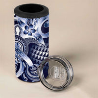 Aloha Blue Tribal Honu Tattoo 4 in 1 Can Cooler Tumbler