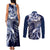 Aloha Blue Tribal Honu Tattoo Couples Matching Tank Maxi Dress and Long Sleeve Button Shirt