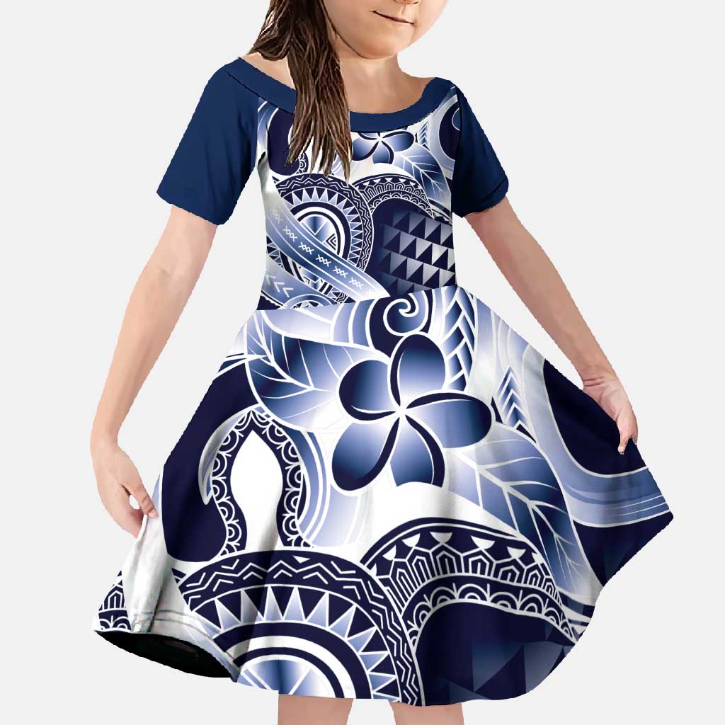 Aloha Blue Tribal Honu Tattoo Family Matching Tank Maxi Dress and Hawaiian Shirt