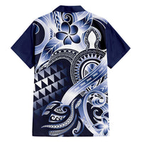 Aloha Blue Tribal Honu Tattoo Family Matching Tank Maxi Dress and Hawaiian Shirt