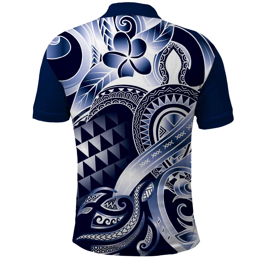 Aloha Blue Tribal Honu Tattoo Polo Shirt