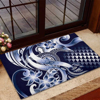 Aloha Blue Tribal Honu Tattoo Rubber Doormat