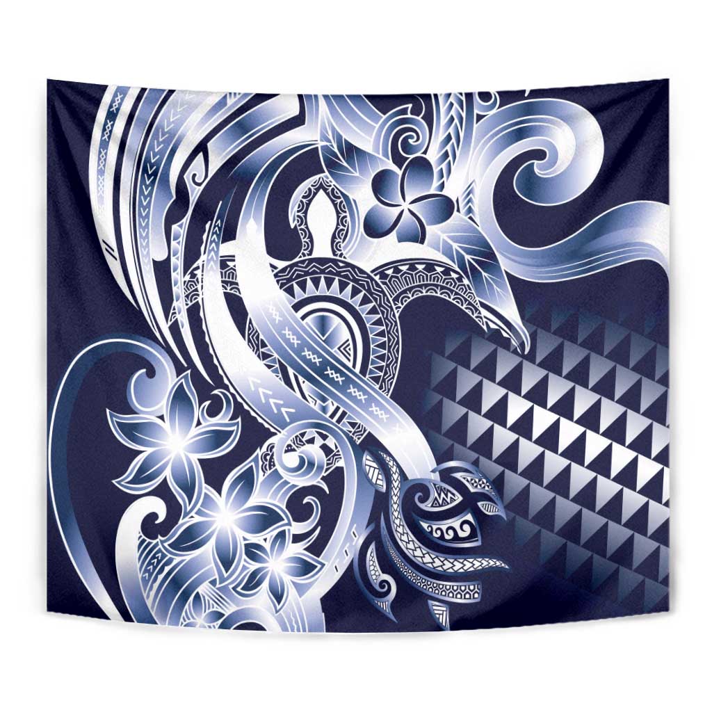 Aloha Blue Tribal Honu Tattoo Tapestry