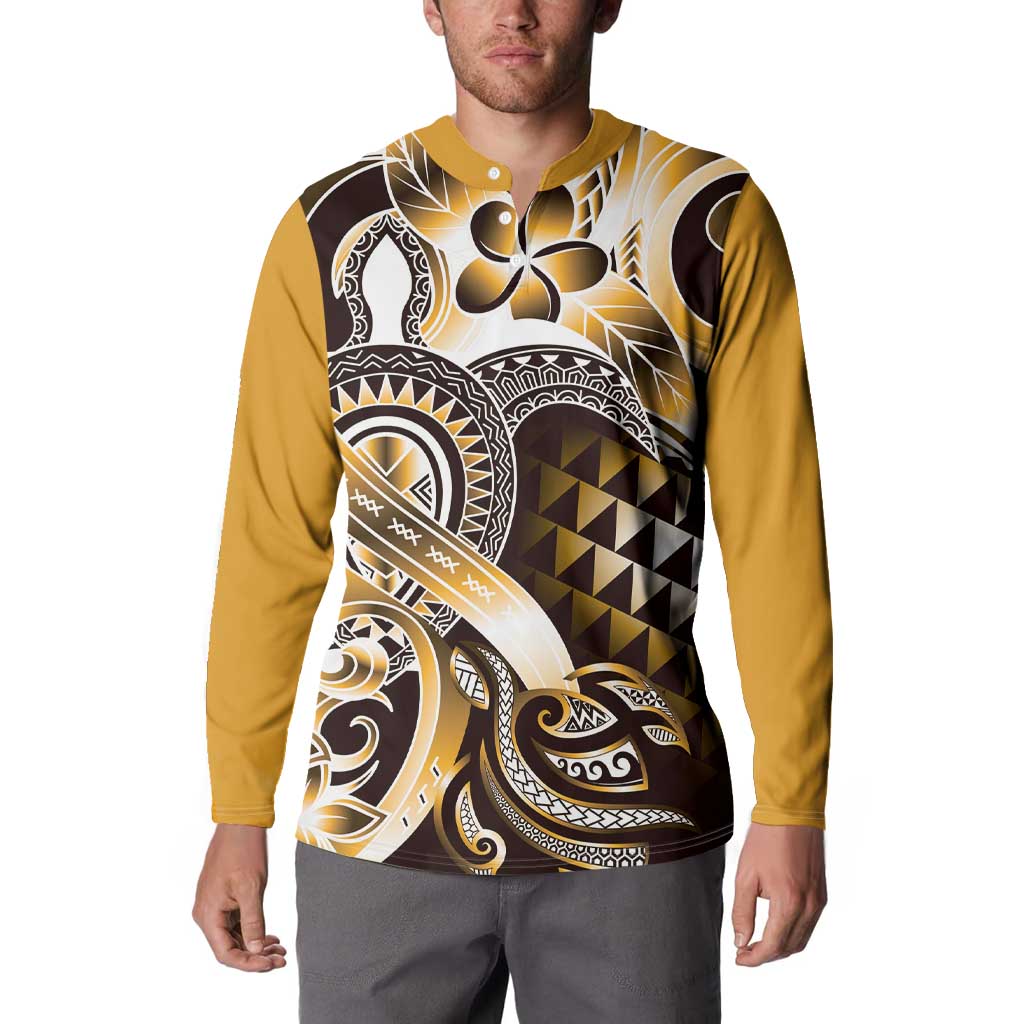 Aloha Gold Tribal Honu Tattoo Button Sweatshirt