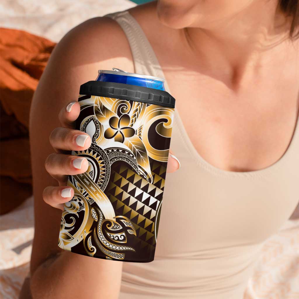 Aloha Gold Tribal Honu Tattoo 4 in 1 Can Cooler Tumbler