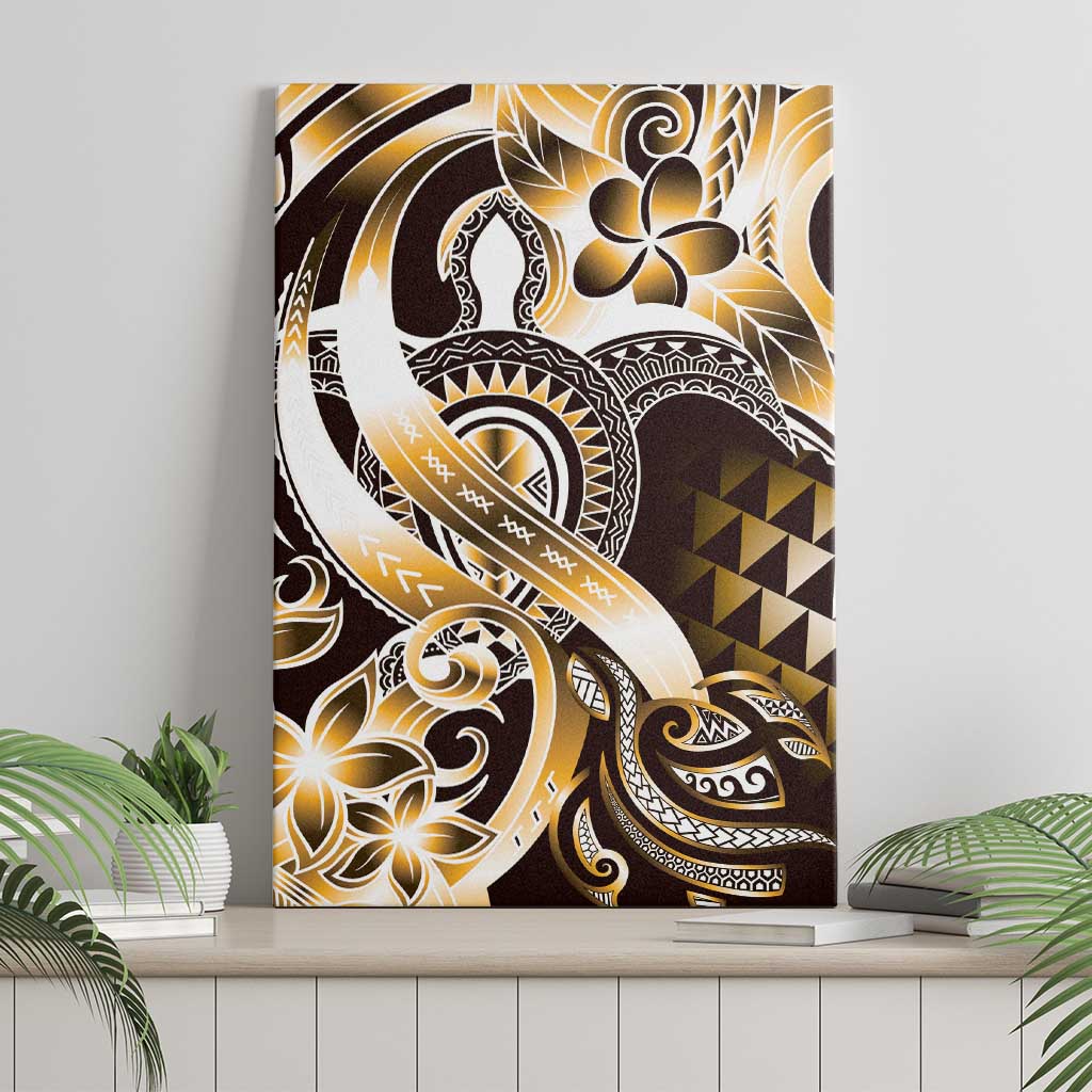 Aloha Gold Tribal Honu Tattoo Canvas Wall Art