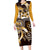 Aloha Gold Tribal Honu Tattoo Family Matching Long Sleeve Bodycon Dress and Hawaiian Shirt