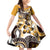 Aloha Gold Tribal Honu Tattoo Family Matching Off Shoulder Short Dress and Hawaiian Shirt